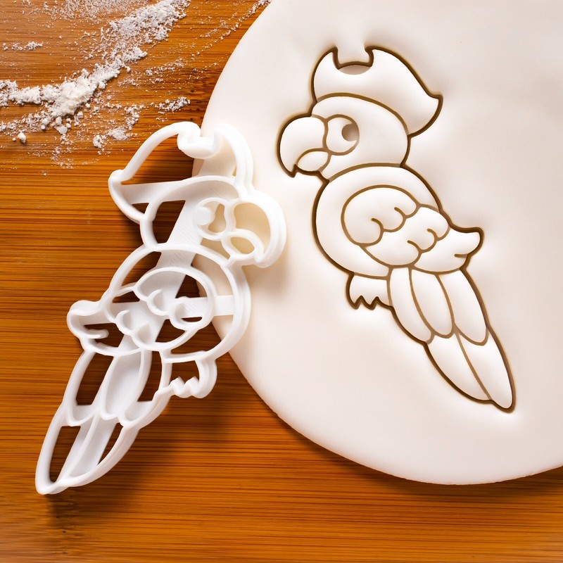 Pirate Parrot Cookie Cutter – Nautical Ahoy Jolly Roger captain buccaneer hat