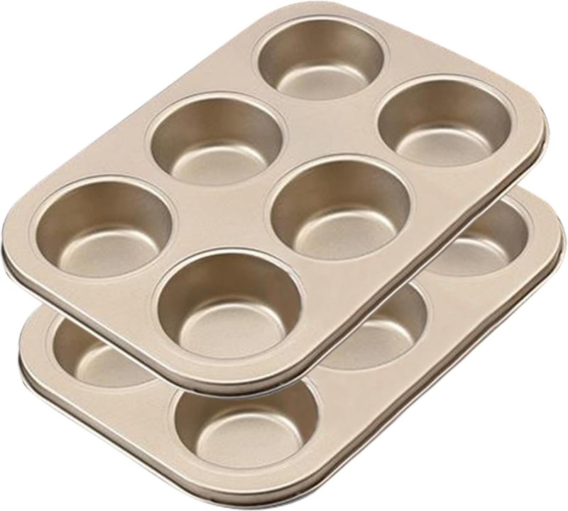 2 Packs Nonstick Round Muffin Baking Pan Tin, 6-Cup Muffin Tin, Cupcake Pans,