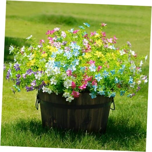 Colorful Artificial Flowers for Outdoors,12 Bundles Realistic Faux Mix 6 Colors