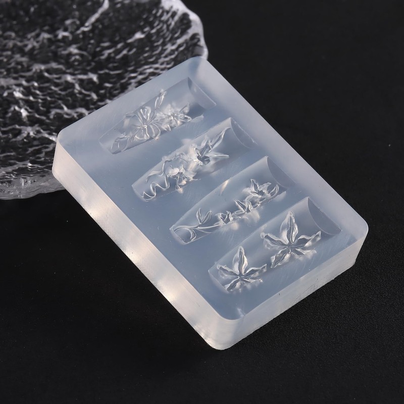 Silicone Nail Art Mold, 3D Flowers 1.33 inches x 2.32 inches, Clear X-MJ11 gallery