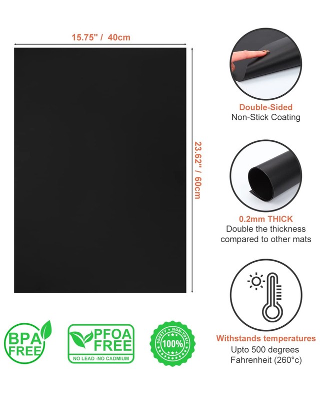 Oven Liners for Bottom of Oven, Mat, 15.75" X 23.62", 2 Package, Black gallery