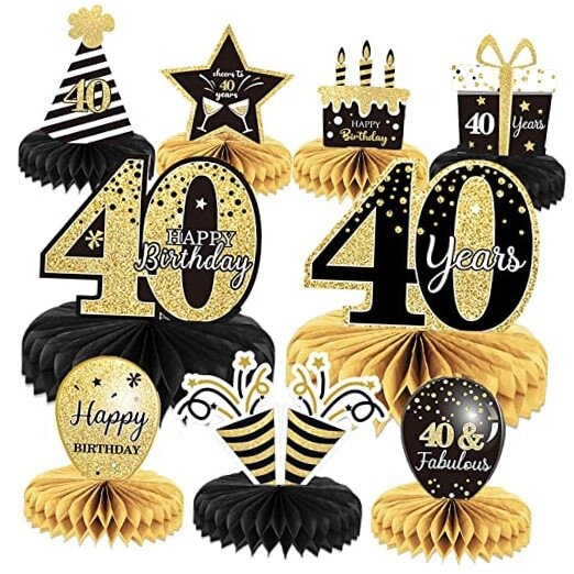 9 Pieces 40th Birthday Decoration 40 th Birthday Centerpieces for Tables