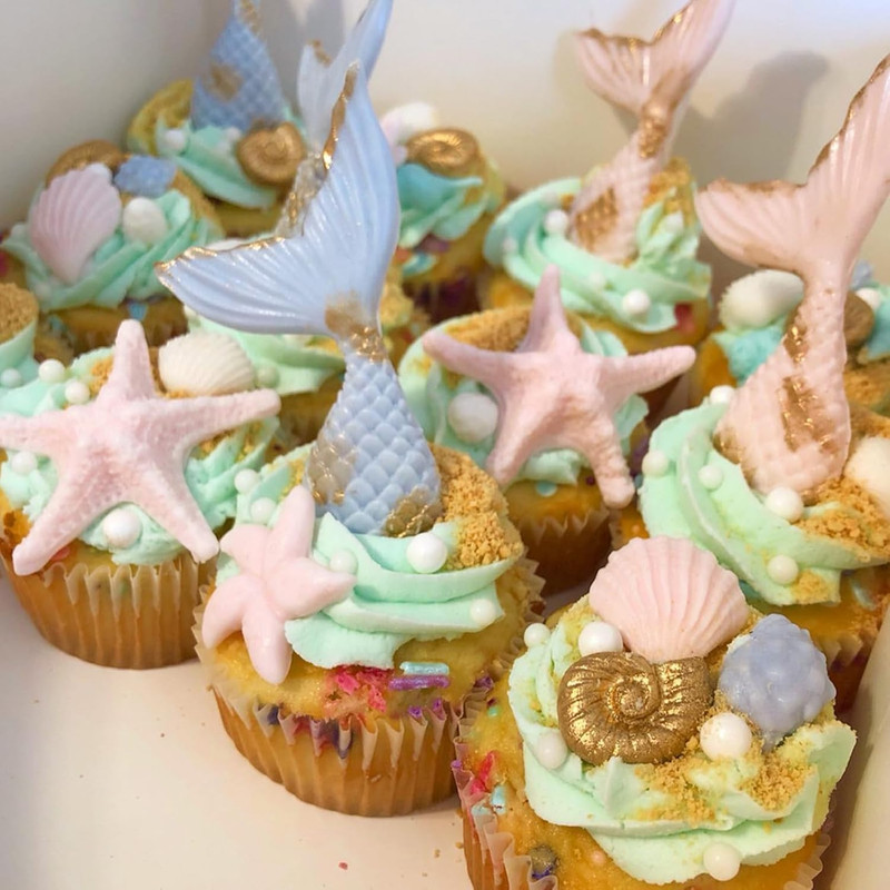 Marine Theme Fondant Molds 4 Pcs, Mermaid Tail Seashell Conch Starfish Baking Ch gallery
