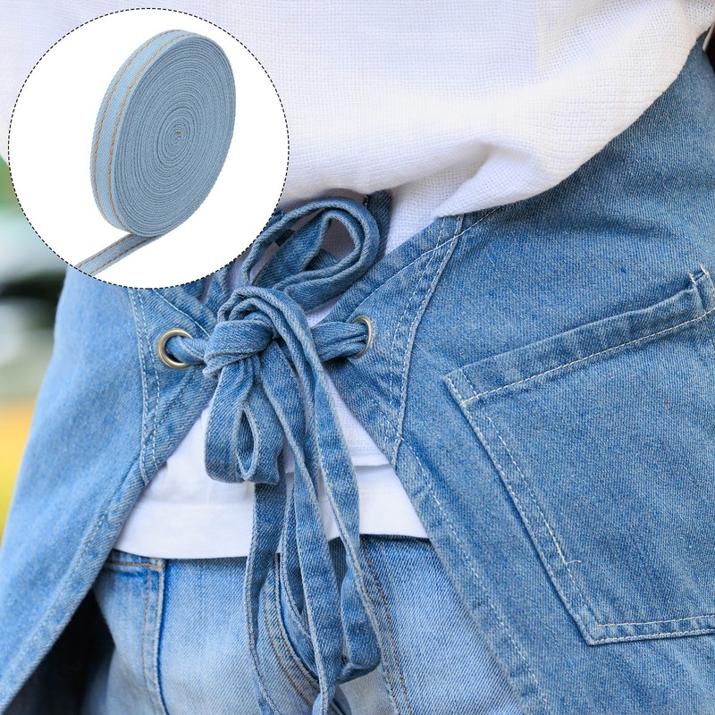 Denim Fabric Ribbons, 5 Yards Denim Bow Jean Ribbon Cloth Fabric, Blue 10mm gallery