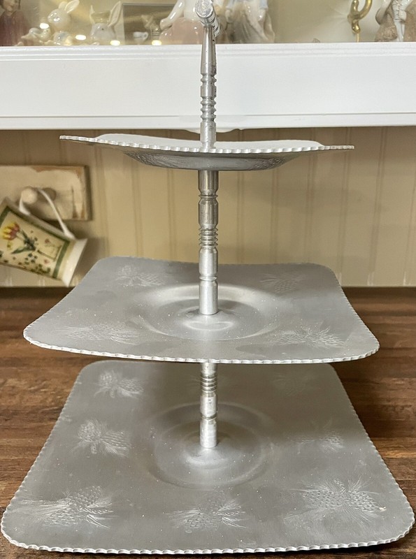 MCM Three Tier Millbrook Aluminum Canada Square Pastry / Cake Stand gallery