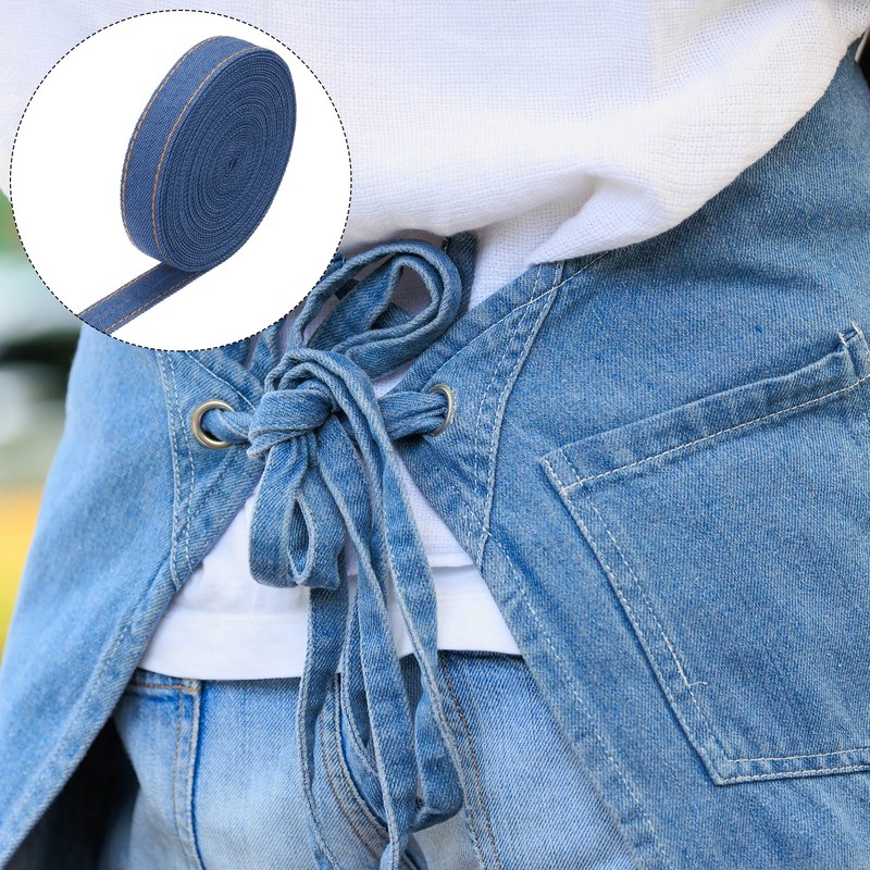 5/8 Inch Denim Fabric Ribbons, 5 Yards Denim Bow Jean Ribbon, Dark Blue 16mm gallery