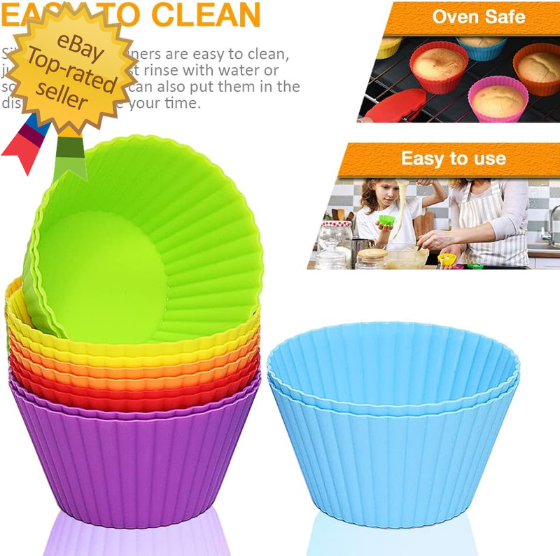 Extra Large Silicone Cupcake Muffin Cups 12 Pack, 3.54 Inch Muffin Liners, Reusa gallery