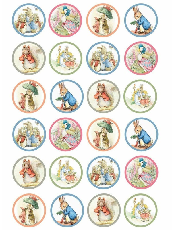 Edible Peter Rabbit Icing Wafer Cupcake Topper Birthday Decorations gallery