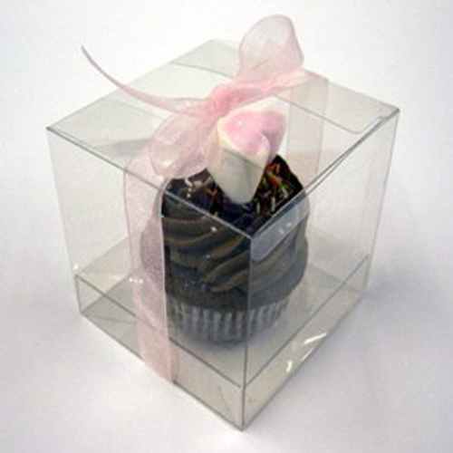 50 x 8cm Clear Plastic Cube Cup Cake Gift Corporate Product Macaron Favor Box gallery