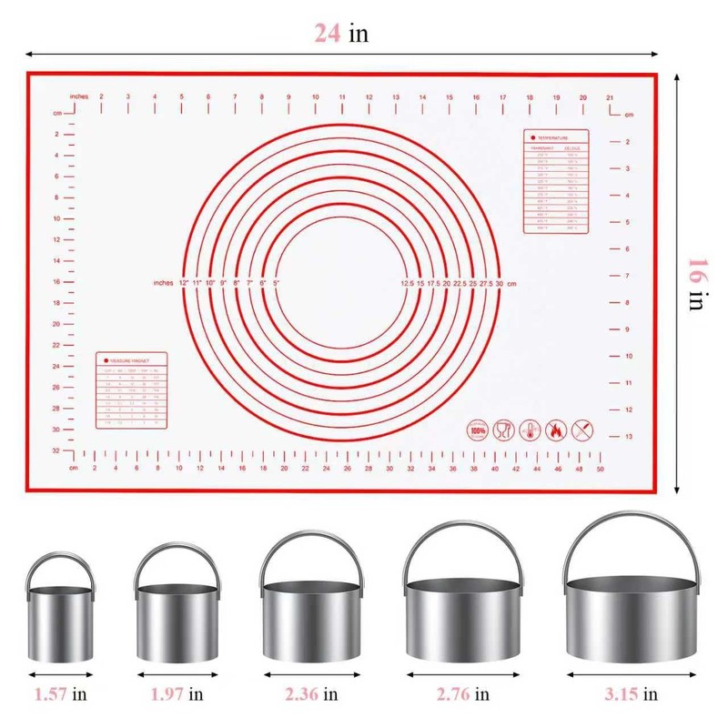 Biscuit Cutter, Silicone Pastry Dough Baking Mat Set, Baking Tools and Kit (4... gallery
