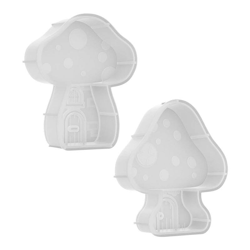 2 PCS Handmade Mushroom House Mold Small Silicone Craft Candle for gallery