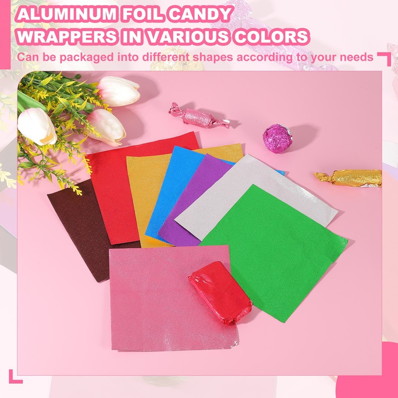 200 Pcs Candy Foil Wrappers, 7.87 x 7.87" Wrappers, Gold (Orange Peel) gallery