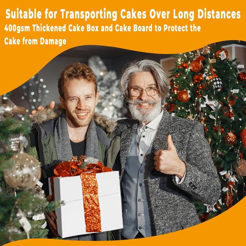 10 PCS 10x10x10" Tall Cake Boxes with Window Boards for Christmas Birthday gallery