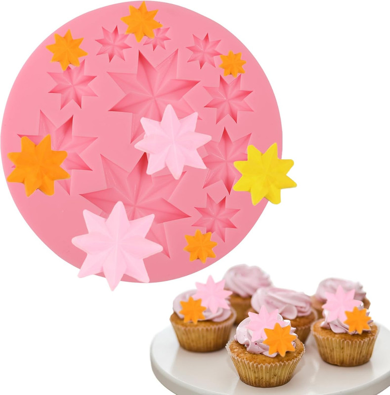 1 Pcs Octagonal Star Fondant Mold, Various Sizes of Star Chocolate Silicone Mold