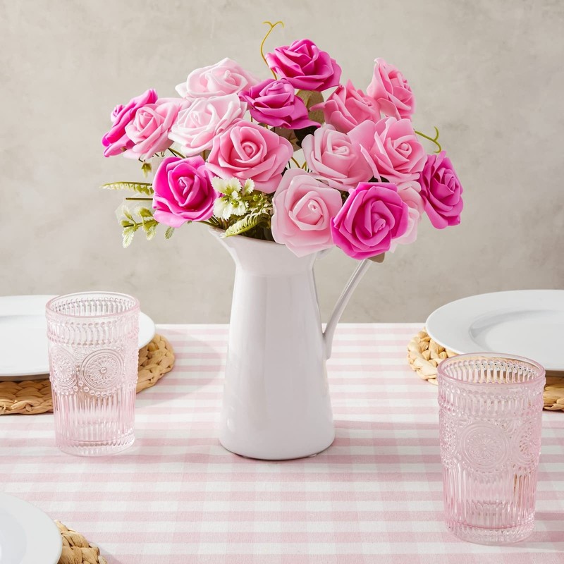 Bright Creations Artificial Flowers Foam Rose Heads - 3 X 1.2 In Mixed Pink gallery