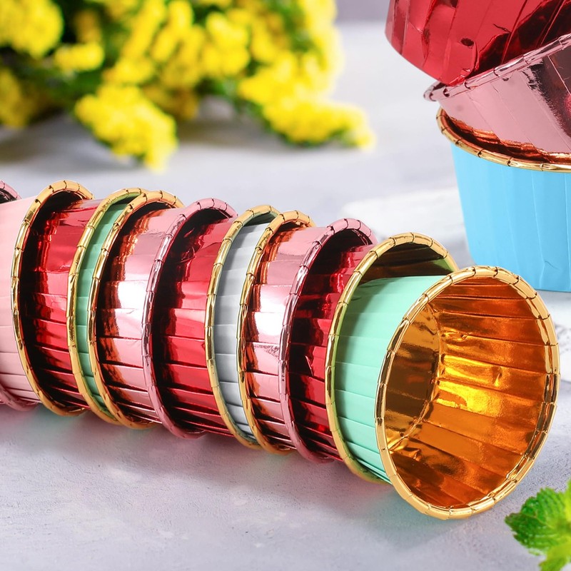 Green And Gold Foil Cupcake Liners100 Pcs Disposable Muffin Liners 3.5 Oz Wrappe gallery
