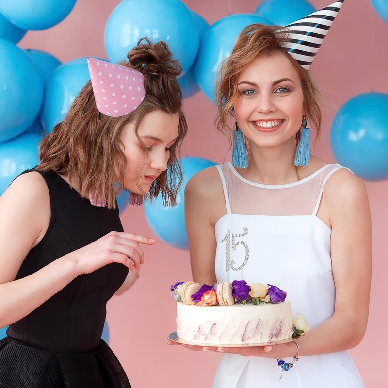ABOOFAN Sweet 15 Cake Topper Happy 15th Birthday Cake Topper with Artificial ... gallery