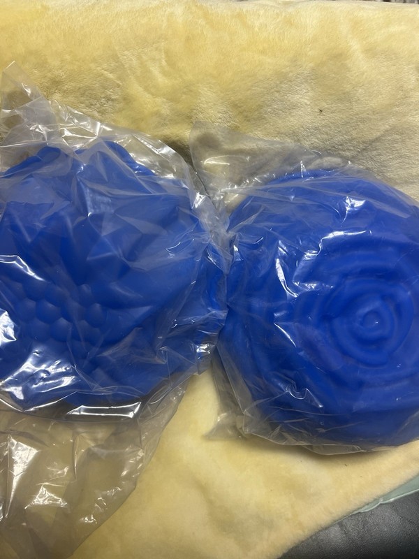 2 Blue Silicone Baking Molds. Sunflower And Rose