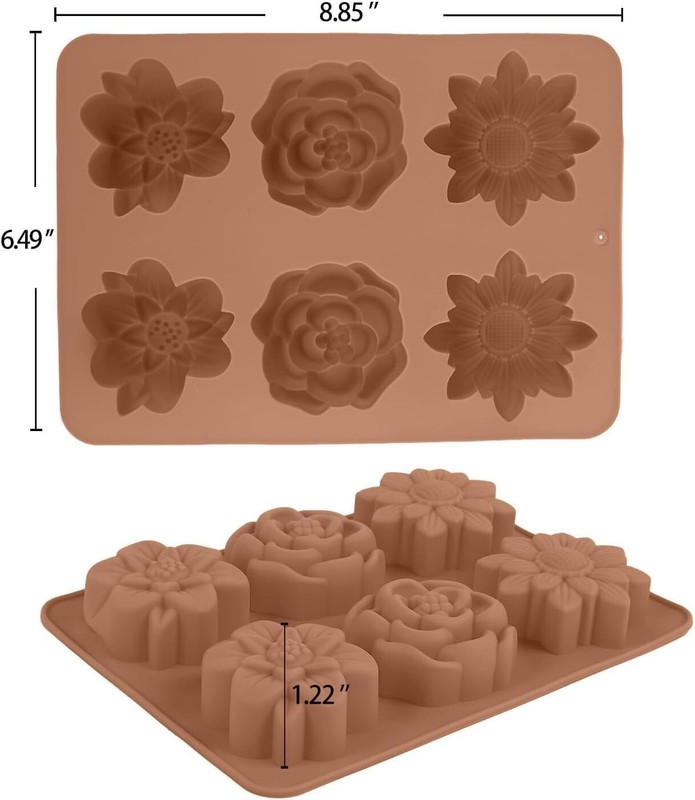 2PACK Snow Flower Break Apart Chocolate Silicone Deep Molds Non-Stick Food Grade gallery