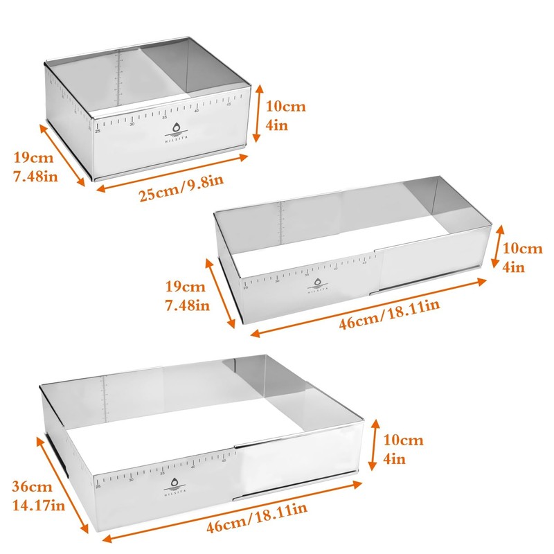 Adjustable Rectangle Mousse Cake Ring Mold - Extendable Stainless Steel Recta... gallery