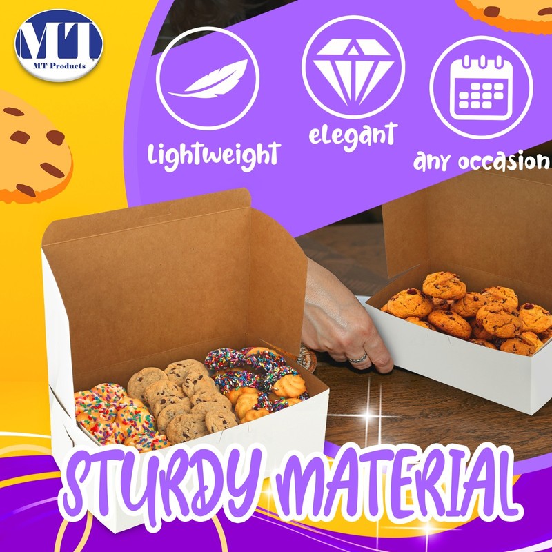 MT Products White Cookie Boxes - 10" x 6" x 3.5" Bakery Boxes - Pack of 250 gallery