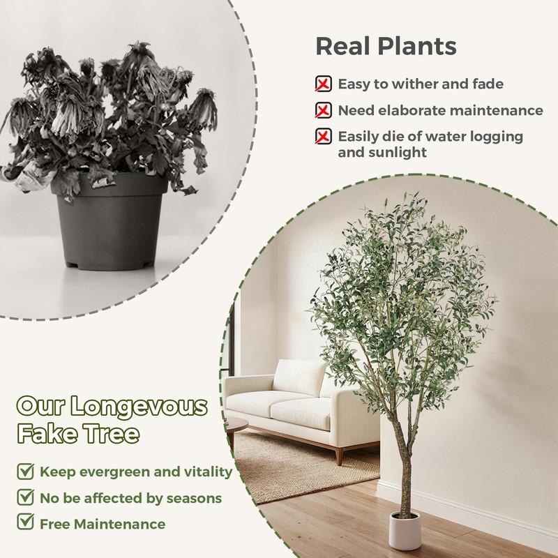 Jocoevol Artificial Olive Tree 7Ft Indoor Fake Silk Plant Realistic Trunk gallery