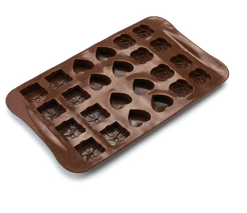 Silicone Chocolate Mould Tray - Non-Stick, Flexible, Hearts & Roses Design gallery