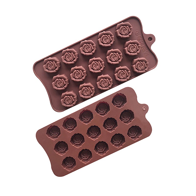 1Pc 15 Cavity Rose Shape Silicone Mould DIY Flower Chocolate Cake Soap Mold gallery