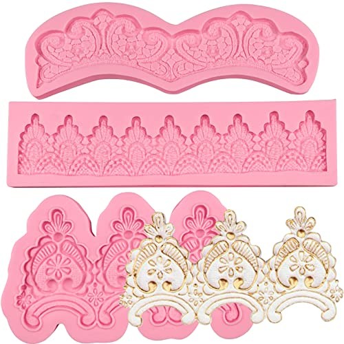 Baroque Embossed Cake Decorating Mold 3pcs, Lace Fondant Silicone Molds for gallery