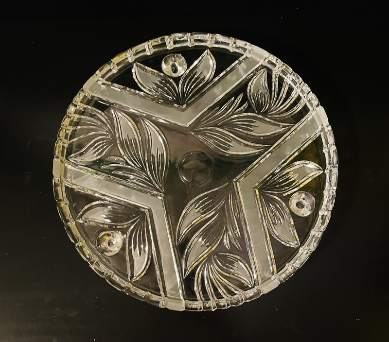 Classic 12″ diameter cake plate handcut full leaded crystal imported from Europe
