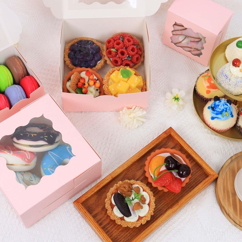 50-Pack 6x6x3 Pink Window Bakery Boxes for Premium Pastry and Dessert Gifts gallery