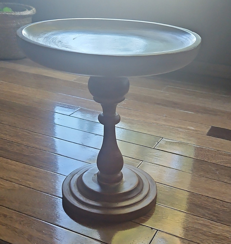 Southern Living at HOME 13in Round Wood Pedestal Cake Stand 1 Tier Brown Painted