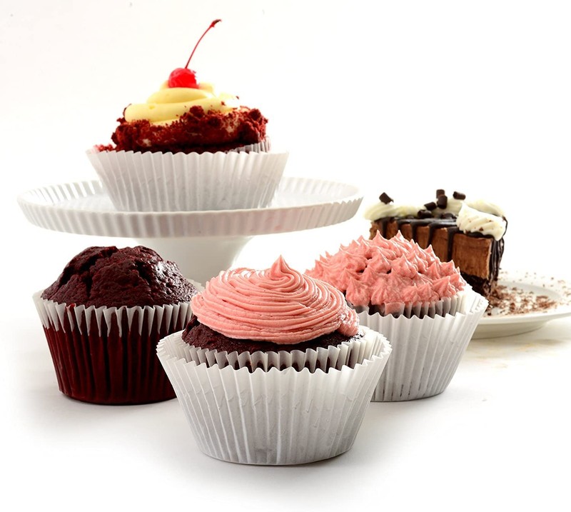100 moldes grandes para cupcakes y muffins de 5,7 cm x 4,8 cm, blancos. gallery