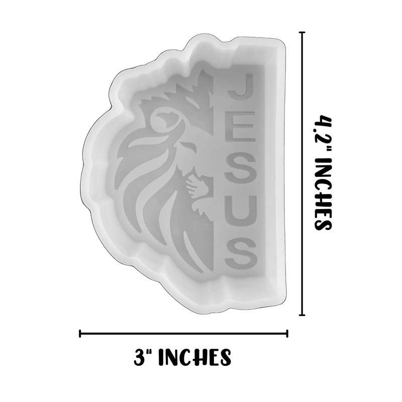 Jesus of Judah Lion Silicone Freshie Mold 4.2x3x0.8” Christian Cross clear gallery