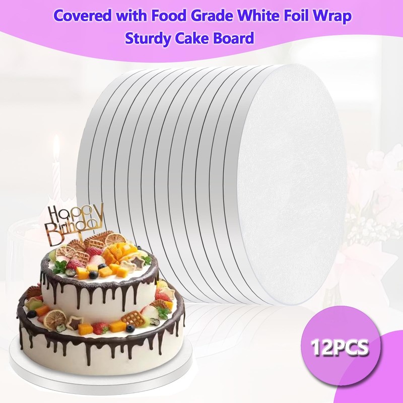 12 PCS 12 Inch Round Cake Drums White 1/2 Thick Bend Resistant Cardboard Base gallery