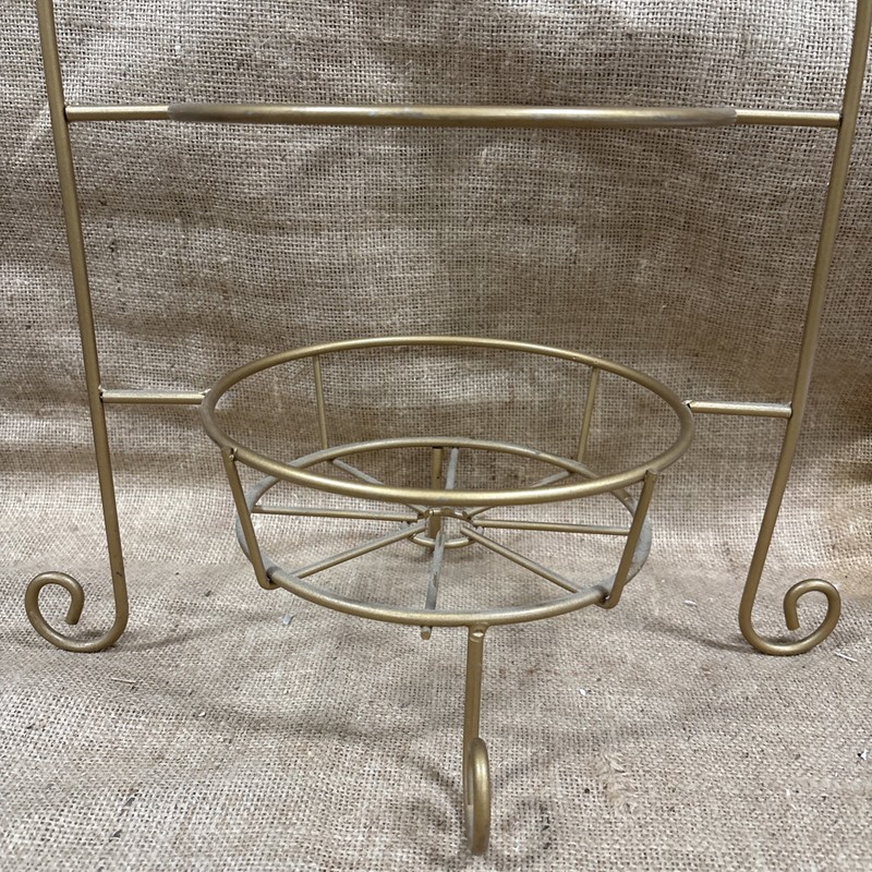 Metal 2 Tier Dessert Plate Display Stand Server 19.5” Tall Gold gallery