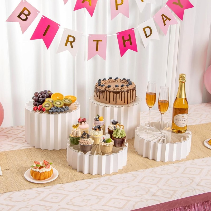 4 Pack Buffet Risers Foldable Food Display Risers for Party Cake Cupcake Stands gallery