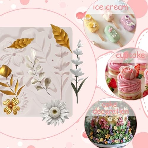 1 Pcs Flower Fondant Mold for Cake Decoration, Leaf 1 Pcs Leaf Silicone Mold gallery