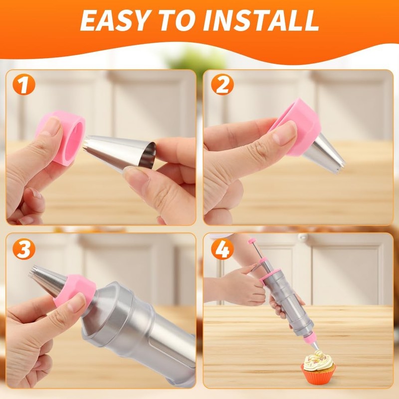Dessert Decorating Syringe Set Frosting Piping Kit Stainless Steel Cake Tip gallery
