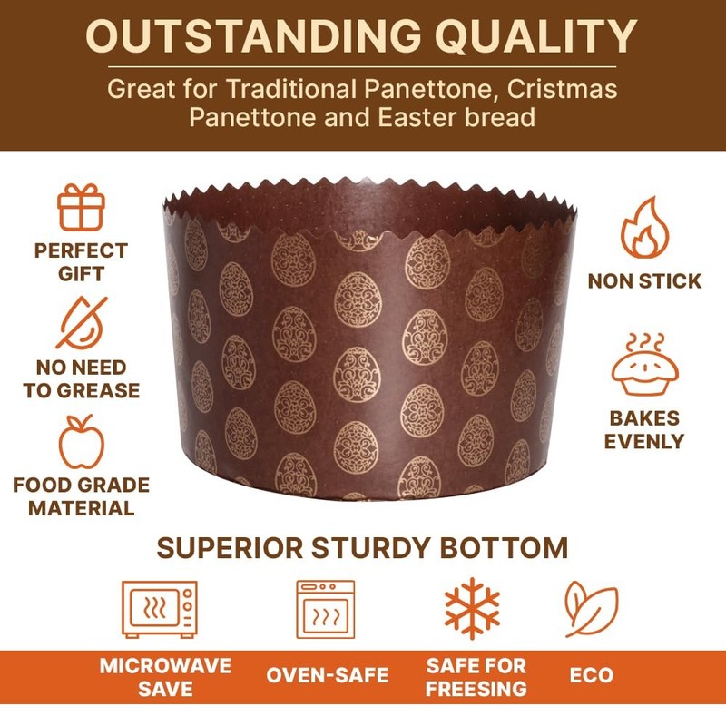 12 PCS 15 oz Round Panettone Easter Bread Kulich Paper Mold 5.1x3.35 Inch gallery