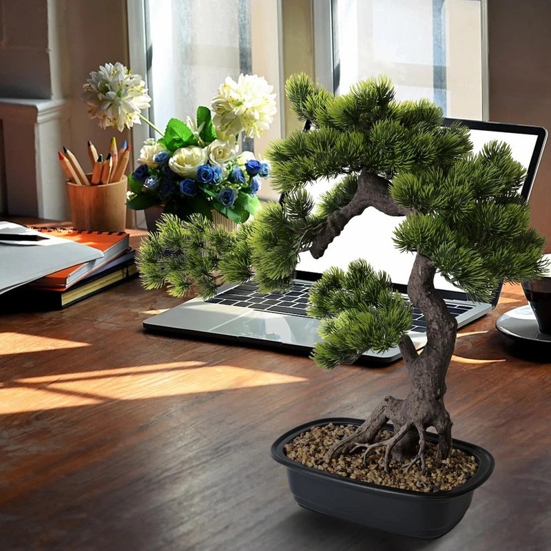 Artificial Bonsai Plant, Large Faux Juniper Plants 20 inch, Faux Potted Pine ... gallery