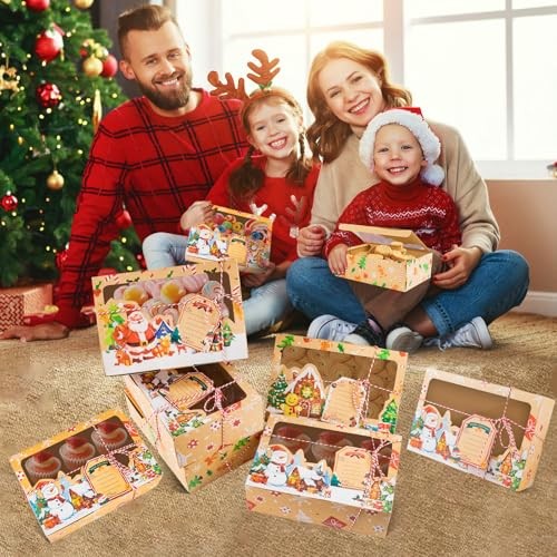 12 Pack Christmas Kraft Cookie Boxes with Window, Large Holiday Kraft Brown gallery