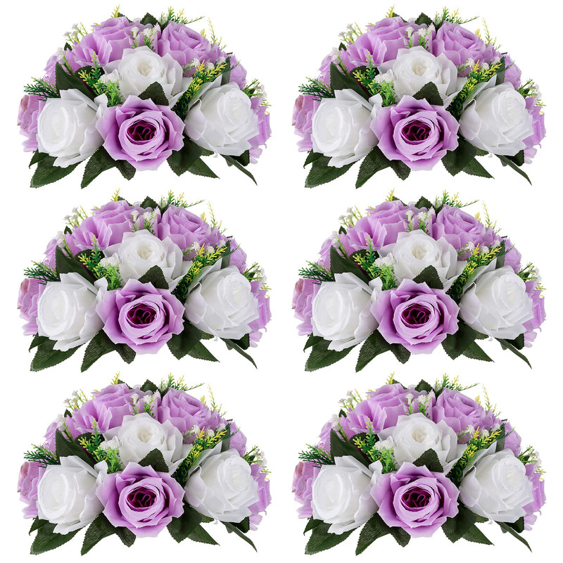 Nuptio Flower Wedding Centrepieces For Tables – 6 Pcs 9.5In Diameter Lilac