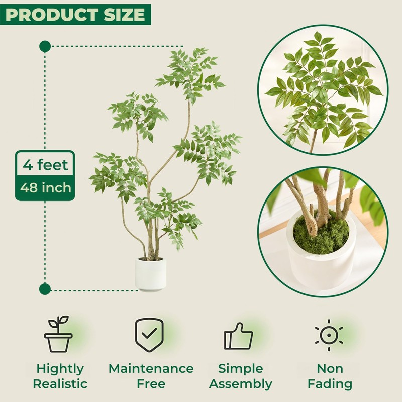 Florafairy 4Ft Artificial Sumac Tree In White Pot Real Touch Silk Faux Plant gallery