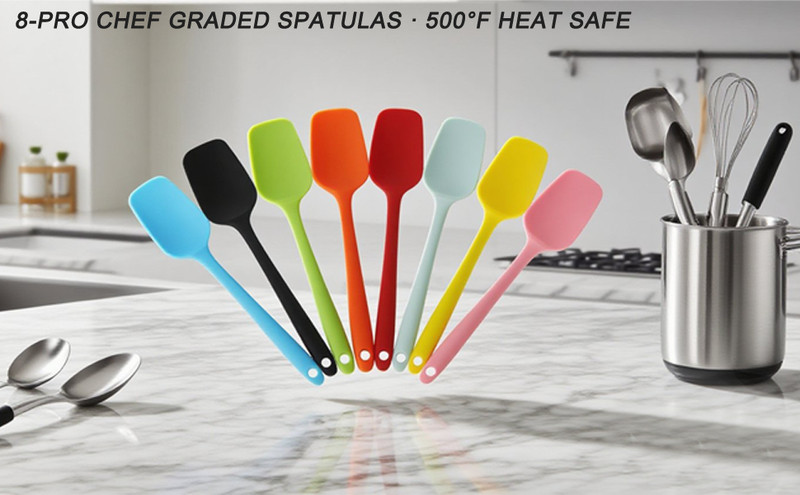 Silicone Spatulas Set of 8, 8.2 Inch Colorful Rubber Spoonulas, Heat gallery