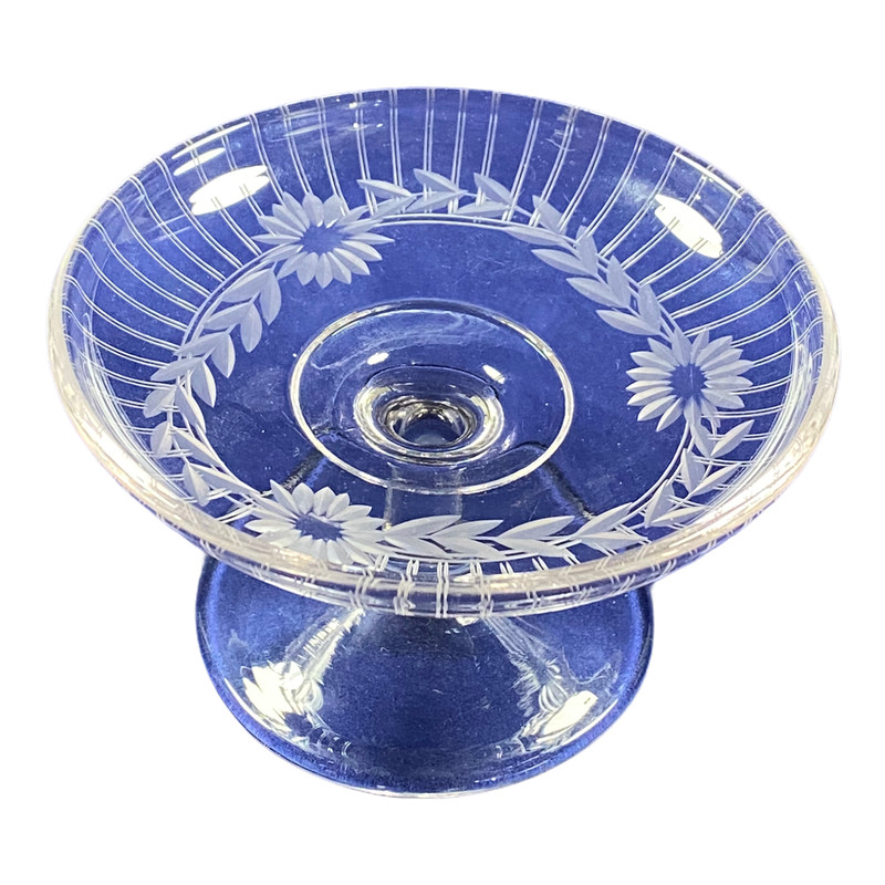 Cake Standing Pestle Serving Plate Sunflower And Leaf Design With Stripes