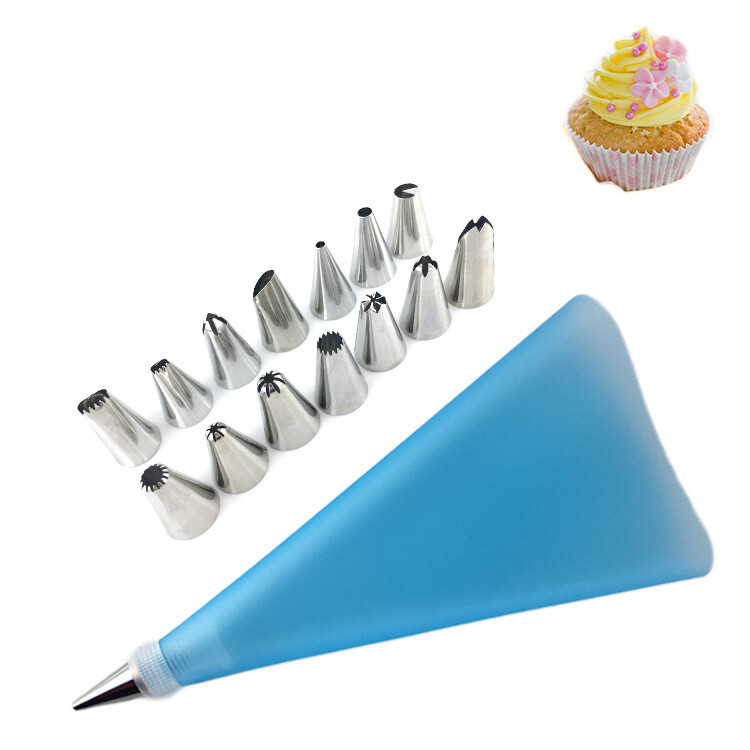 16pcs Cake Decorating DIY Cookie Home With Cream Bag Piping Tip Set Kitchen