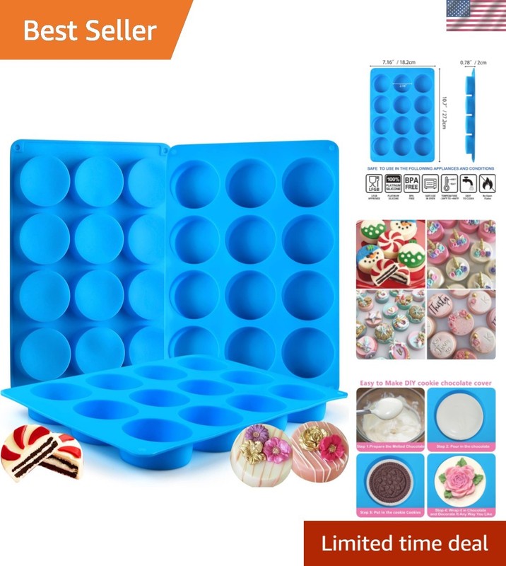 3Pcs Oreo Cookie Chocolate Silicone Mold, 12-Cavity Round Cylinder Oreo Choco…