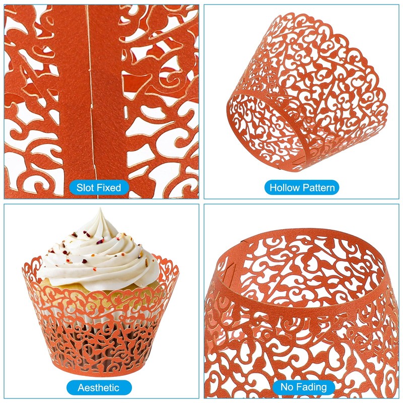 50 Pack For Cupcake Wrappers Orange Red Wine Paper gallery