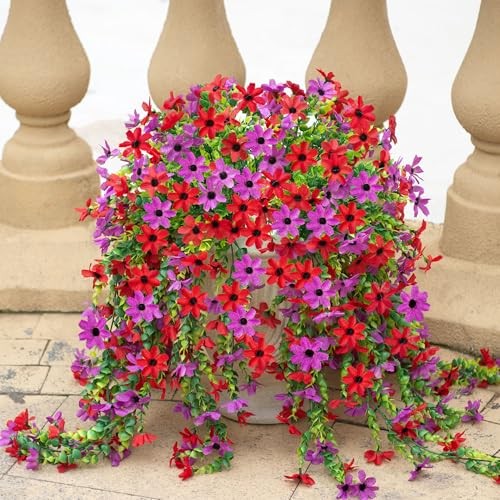 Fake Artificial Hanging Flowers for Outdoors Fake Plants Dpurple Red gallery